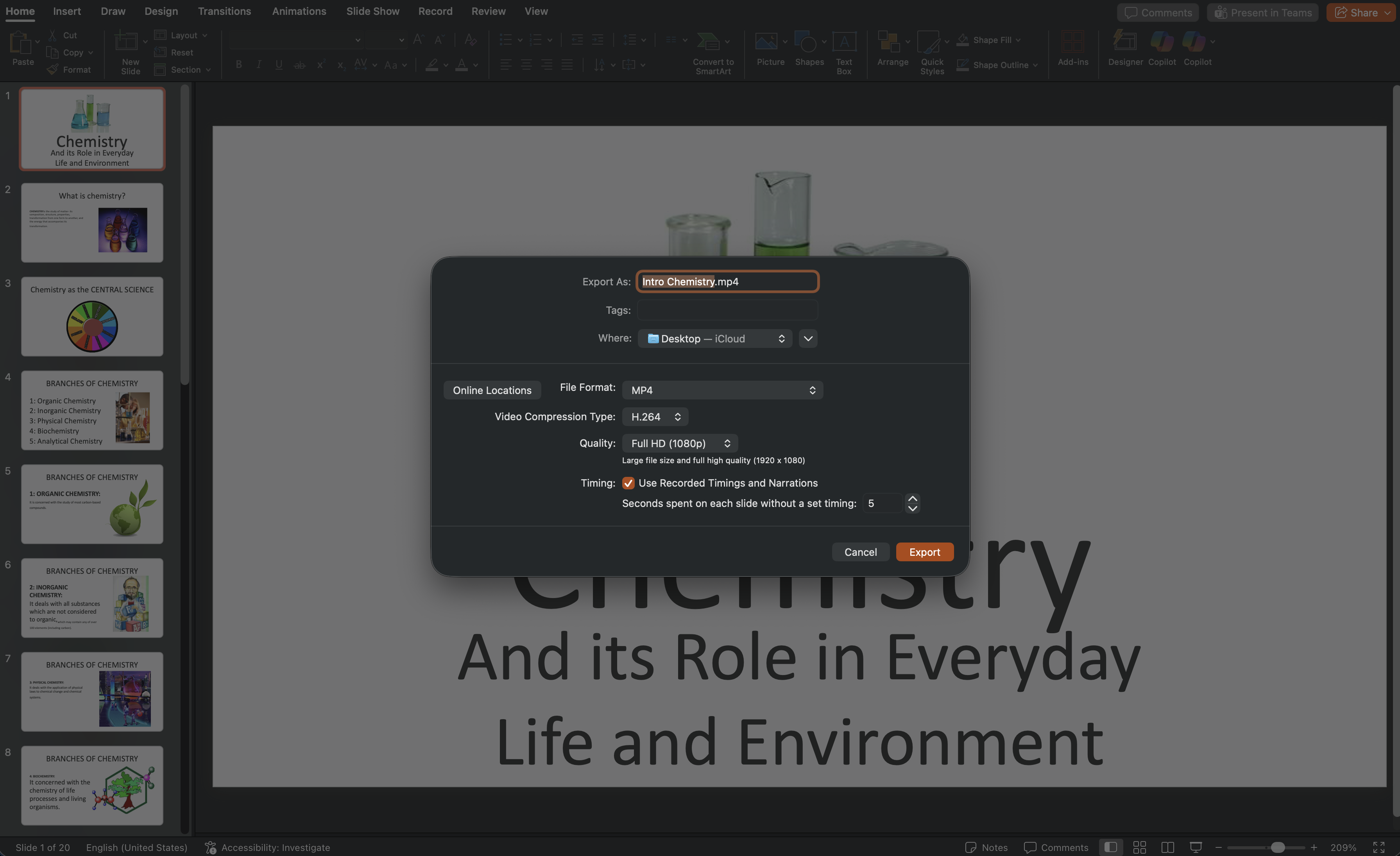 PowerPoint Create a Video export dialog