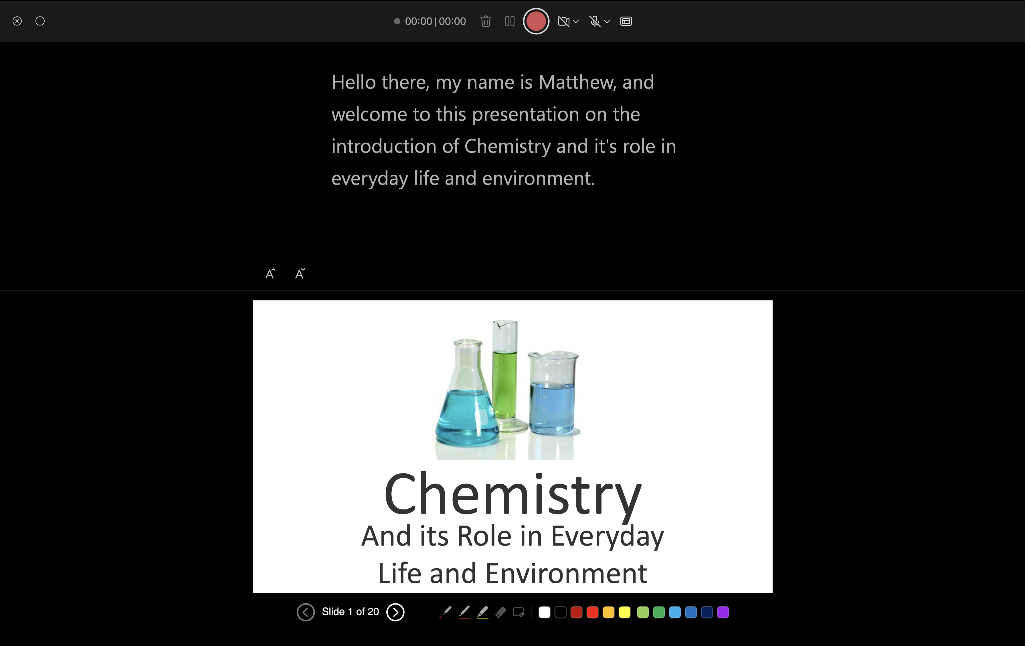 PowerPoint Record Slide Show toolbar