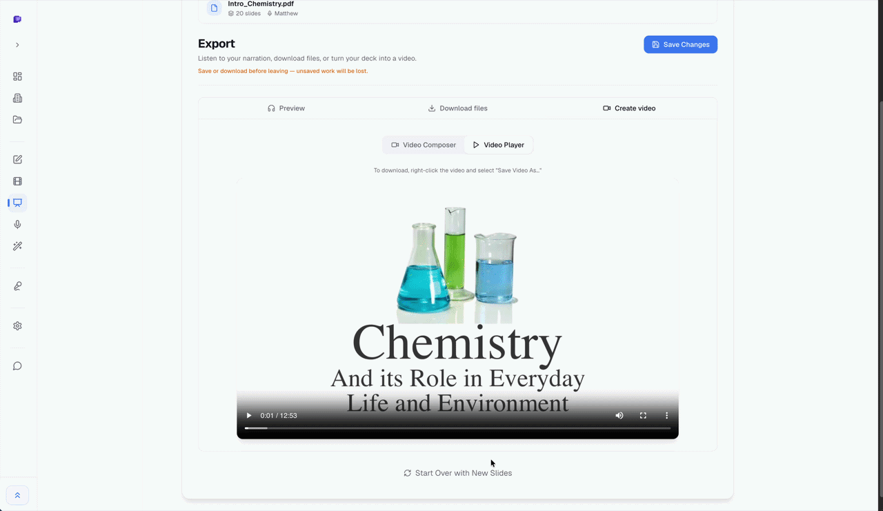Finished onboarding section ready to download as MP4